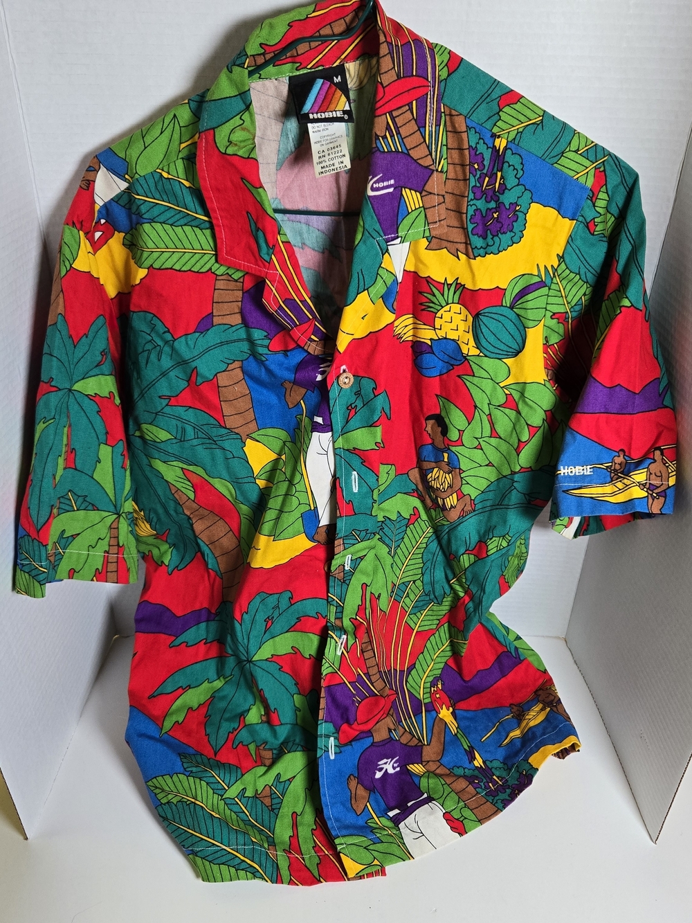 Hobie Multicolor Tropical Print Short-Sleeve Button-Down Shirt